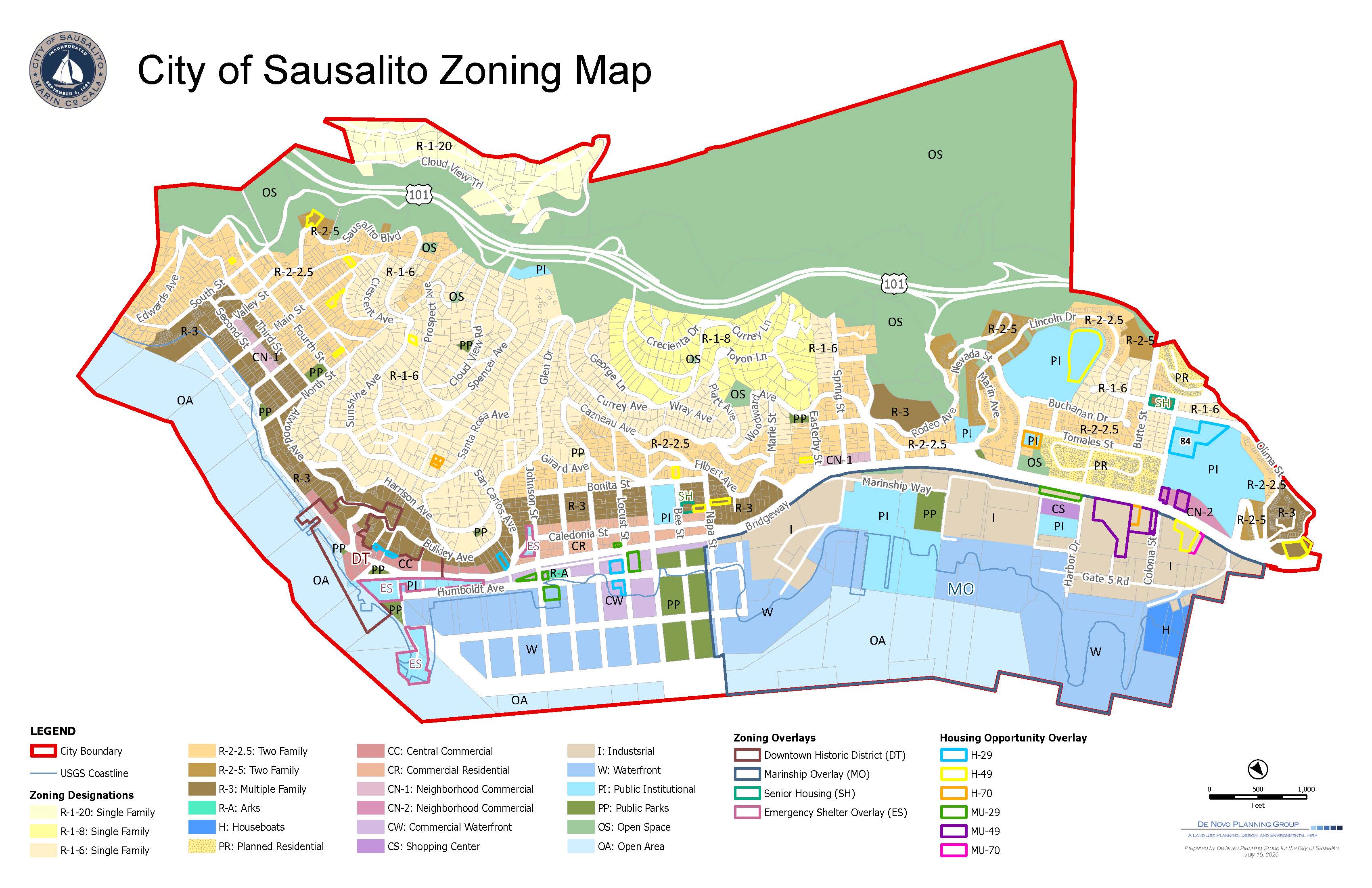 Sausalito Zoning Map
